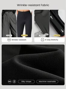 GLOWMODE 26'' Wrinkle-Resistant Stretchy Tapered Work Pants Daily Office - Black - View 4