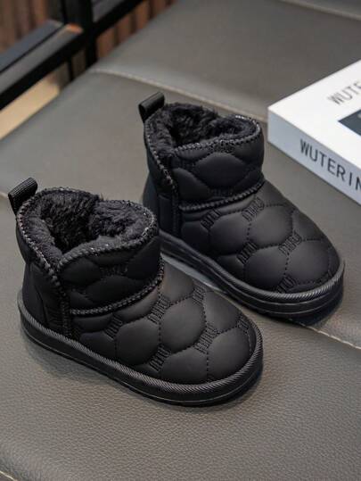 1 双儿童/婴儿柔软蓬松内衬冬季雪地靴，适合雪天、秋冬季户外活动