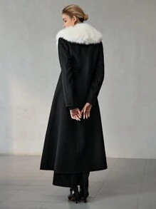 MOTF PREMIUM WOOL CONTRAST FLUFFY COLLAR OVERCOAT