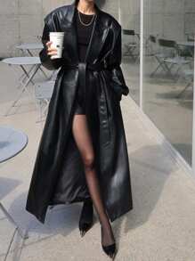 DAZY Veste longue décontractée à manches longues pour femmes, vêtement d'extérieur régulier de couleur unie pour l'automne