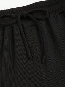 Chiquease 2 piezas Conjunto informal de mujer con parches y tela texturizada, otoño e invierno