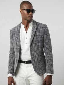 Manfinity VCAY 1 Stück Herren Slim Fit gewebte Anzugjacke mit Langarm, geeignet für Herbst & Winter