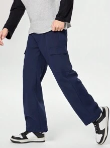 Pantalones cargo informales con bolsillo mullido para niños