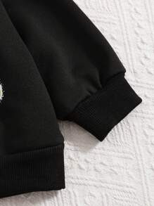 Baby Boy Autumn/Winter Casual Black Print Sweatshirt Set - Black - View 3