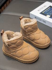 1 双幼儿/婴儿柔软保暖内衬平底雪地靴，适合雪天和户外活动，秋冬穿着