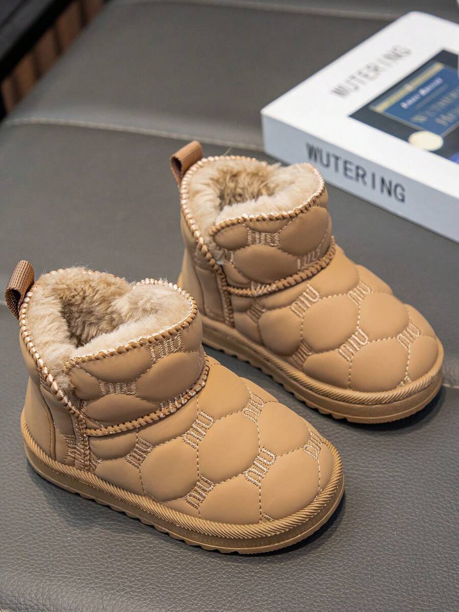 1 双幼儿/婴儿柔软保暖内衬平底雪地靴，适合雪天和户外活动，秋冬穿着