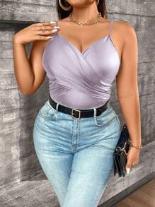 Celure Plus Size Solid Color Wrap Around Bodycon Camisole