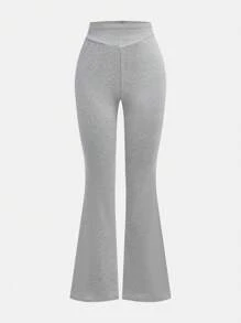 SHEIN ChillGRL 2pcs/Set Teen Girls Plain Round Neck Long Sleeve T-Shirt And Flare Pants Casual Outfit - Multicolor - View 7