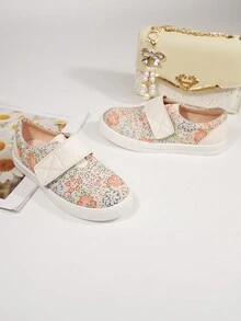 女童刺绣花卉儿童时尚休闲平底白色运动鞋 - 彩色 - 查看 5