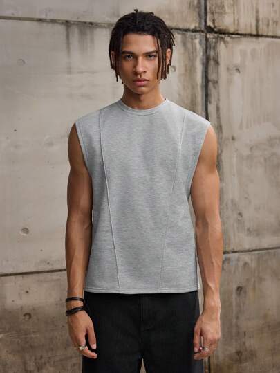 Forever 21 Heavyweight Oversized Tank 250gsm In Stone Grey Fall/Winter