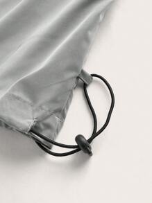 SHEIN Sports 女士休闲抽绳腰宽松阔腿运动裤，秋季 - 灰色 - 查看 4