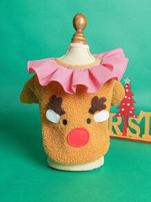 PETSIN 1 chiếc áo khoác lông hươu cho thú cưng, trang phục Giáng sinh, quần áo ấm áp cho chó vào mùa đông - màu nâu - Xem 2