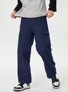 Pantalones cargo informales con bolsillo mullido para niños