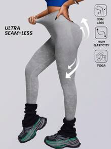 Innovista 无缝迷彩印花运动紧身裤，大腿瘦身压缩瑜伽裤塑身健身紧身裤，健身，日常休闲和瑜伽健身，收腹和提臀，秋季，冬季，瑜伽 - 灰色 - 查看 1