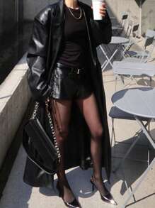 DAZY Veste longue décontractée à manches longues pour femmes, vêtement d'extérieur régulier de couleur unie pour l'automne