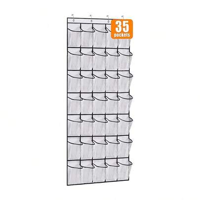 Door Hanging Shoe Organizer - Sturdy Oxford Fabric, 6-35 Pockets, Large Capacity Shoe Rack, Space Saving Closet Storage, Mesh Back, Gift Idea