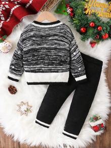 Baby Boys Sweater Set - Christmas Novelty, Adorable Snowman Design, Cozy Thick Knit, Soft And Warm, Protects Baby's Delicate Skin, Showcases Cute Charm, Suitable For Home, Travel, Christmas Party And More