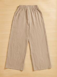 SHEIN Essnce 女士休闲简约条纹爱心印花长裤 夏季春季情人节新年女装 - 駝色 - 查看 2