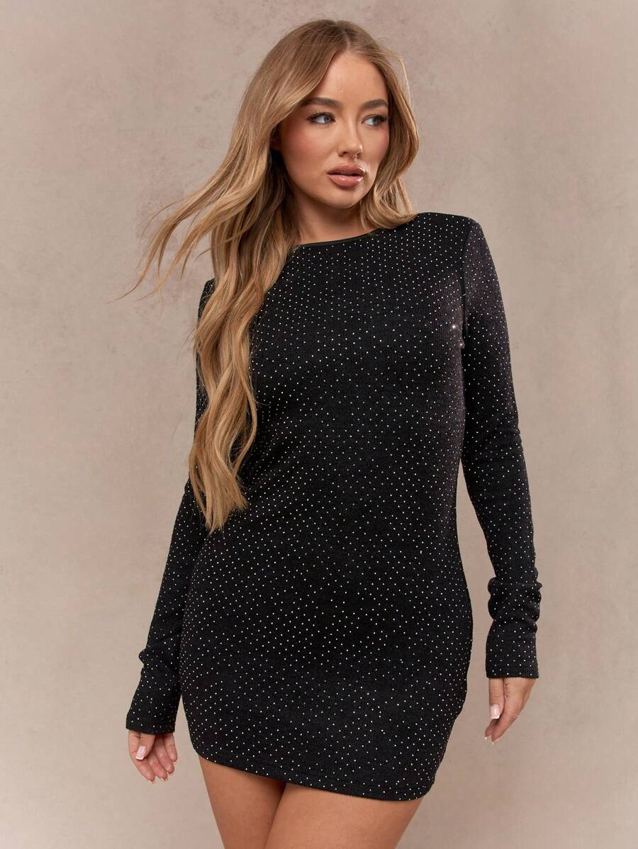 black long sleeve backless bodycon dress A-Line Deep V-Neck Court train Backless Lace Prom Dress With Sash – Tirdress