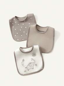 Cozy Pixies Cozy Cub 3 件套婴儿围嘴，灰色大象图案喂食围嘴，多用途 - 彩色 - 查看 2