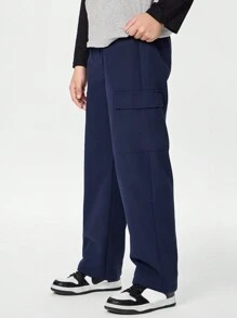 Pantalones cargo informales con bolsillo mullido para niños