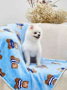 PETSIN Blue Bear Print Cute And Warm Pet Throw Blanket - Multicolor - View 5