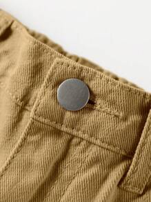 Tween Boys Fashionable Casual Denim Cargo Jogger Pants, School, Campus, College Summer Holiday - Khaki - View 7