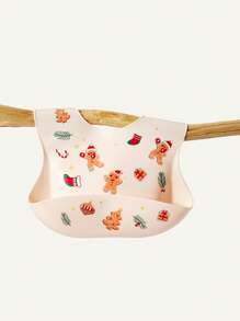 Cozy Pixies 1 件圣诞姜饼硅胶婴儿围兜，防水防污，适合婴儿进餐