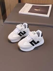 1 par de zapatos deportivos de PU para niño/niña, tenis casuales diarios con para niños - Caqui - Ver 3