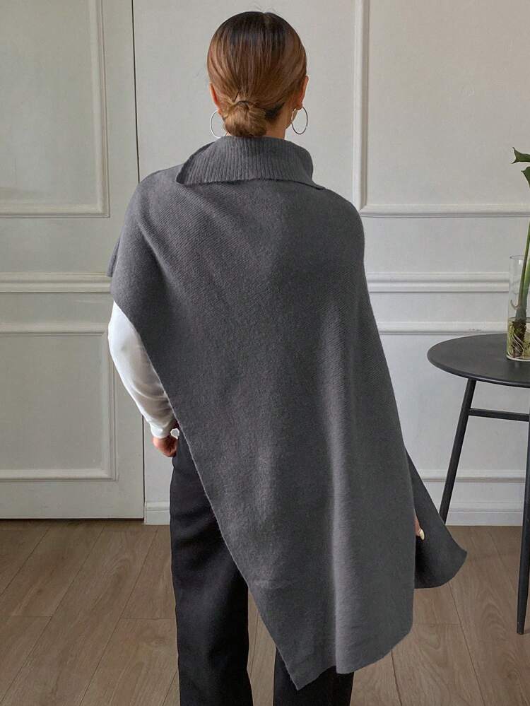 Women's Solid Loose High Neck Asymmetrical Knit Sweater Fall,Winter