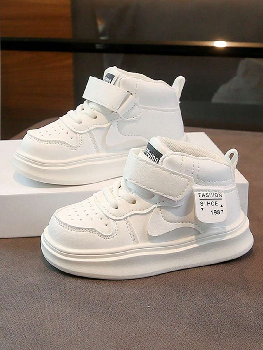 1 双儿童钩环高帮户外运动鞋，舒适透气的运动鞋，适合男孩和女孩 - 米色 - 查看 1