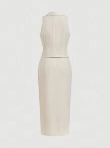 SHEIN Privé Femmes Set de 2 pièces : Débardeur gris et jupe longue - Nude - Voir 2