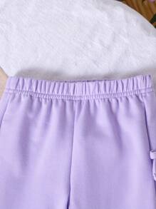 2 Stücke/Set Baby Mädchen Bequemes geripptes Sweatshirt und Schleifenakzent Rock Set, Herbst/Winter