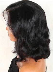 13 * 4 Área De Encaje + Densidad Del 150% Al 250% + 6-8 Pulgadas + Pelucas De Cabello Humano Con Encaje Frontal De Onda + Peluca De Encaje Realista - Natural Black - Ver 3
