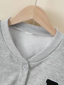 SHEIN 2pcs Tween Girl Autumn/Winter Outfit - Letter Applique Sweatshirt & Casual Pants Set, Grey