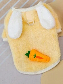 PETSIN 黄色兔子图案毛绒绒保暖宠物牵引带帽衫 - 黃色 - 查看 7