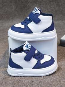 1 par de zapatillas casuales planas de media altura cómodas para uso diario de bebé/niño pequeño, adecuadas para todas las estaciones - Azul - Ver 6