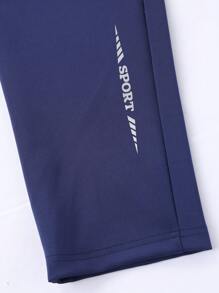 Manfinity Fitness 2pcs Boyfriend Style Men Letter Print Ombre Jacket And Pants Sports Tracksuit Set - Royal Blue - View 4