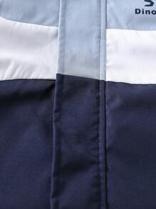SHEIN 1 pieza Chaqueta cortaviento con capucha de estilo coreano casual y linda con bloqueo de color y estampado de animales de dibujos animados, adecuada para uso diario, escuela, exterior, senderismo, viaje en otoño e invierno para niño joven - Multicolor - Ver 6
