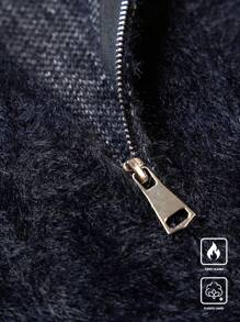 Manfinity Hypemode Men's Casual Star Pattern Fleece Hooded Cardigan, Autumn/Winter - Multicolor - View 4