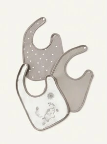 Cozy Pixies Cozy Cub 3 件套婴儿围嘴，灰色大象图案喂食围嘴，多用途 - 彩色 - 查看 4