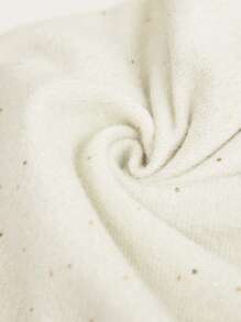 SHEIN Clasi Plus Size Women's Black & Gold Sequin Criss-Cross Wrap Waist Party Holiday Mini Sweater Dress, For Winter - Multicolor - View 6