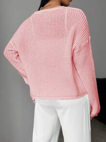 SHEIN Unity Women's Loose Tie Front Sheer Cardigan - Pink - View 2