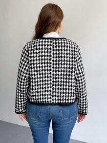 SHEIN Privé Jachetă cu mânecă lungă cu imprimeu cu picior de gală, elegantă, de mărime mare