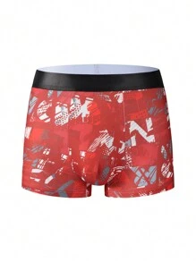 5pcs Pack Men's Colorblock Geometric Print Casual Boxer Briefs