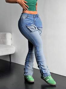 SHEIN ICON Quần Jeans Skinny Ombre Washed Casual dành cho Nữ - Rửa nhẹ - Xem 5