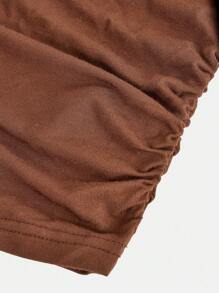 SHEIN Girlism 2pcs Teen Girl Set: Solid Casual Ruched Tee & Flared Low-Rise Pants