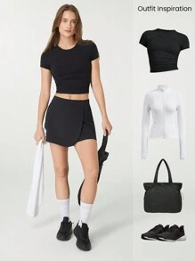 GLOWMODE Váy thể thao màu đen thoáng khí chống nước 3" có túi có khóa kéo bên hông hàng ngày - màu đen - Xem 6