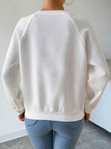 Chiquease Sudadera de mujer con cuello en V y textura de moda