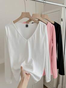 SHEIN LUNE 女士休闲 V 领保暖内衣 - 多件装 - 粉色 - 查看 6